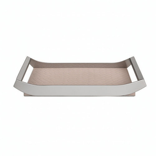 Tray with Leather Base Rectangular Valet Tray Elegant Desktop Storage Organizer for Dresser
