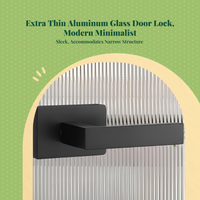 Extremely Narrow Aluminum Alloy Door Lock, Modern Handle for Bathroom, Bedroom, Glass Hinge Doors, Universal Installation