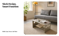 Silver Finish Metal Coffee Table Home Furniture Compact Size for Living Room