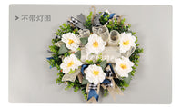 跨境夏季门挂装饰花环仿真牡丹花乡村前门尤加利叶蝴蝶结花圈