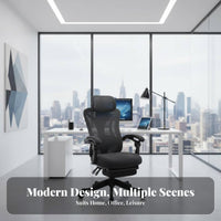 Ergonomic Reclining Chair with Footrest cradle Computer Seat Adjustable neck restrest 350lbs Weight Capacity for Workstation