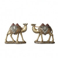 2 Pieces Camel Figurine with Base Sculpted Camel Ornament Retro for Living Room