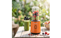 One-Button Blender with Portable Cup Compact Blender with to-Go Cups Ice-Crushing Smoothie Maker Chilled for Commuters