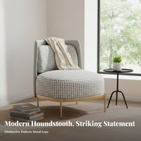 Houndstooth Armchair Light Luxury Aesthetic Patterned Upholstered Armchair Modern Design Comfortable Backrestrest