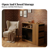 Freestanding Bar Console Double-Sided Entry Multi-Compartment Credenza Space-Saving Modern Design for Kitchen, Entryway, Bedroom