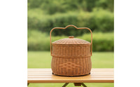 Picnic Basket with Lid Artisanal Wicker Basket with Handle Decorative