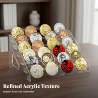 Clear View Tiered Medal Display Rack Easy Reach Multi-Layer Medal Organizer Stable Design for Collectors, Hobbyists, Tabletop, Home, Office