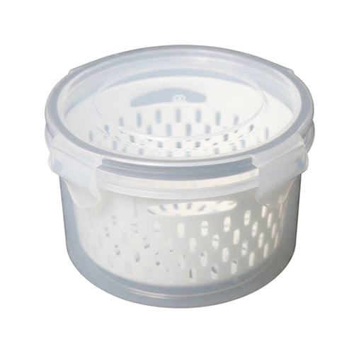 Round Food Container with Colander Leakproof Airtight Produce Freshness Container Fruit Keeper for Pantry