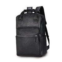 Minimalist PU Leather Backpack for Women and Men, Commuter Business Laptop Bag, Travel Daypack
