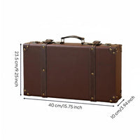 Vintage Suitcase Storage Case Rustic Charm Retro Leather Trunk Box Gift-Ready Wooden Luggage Trunk for Shop Window, Bedroom