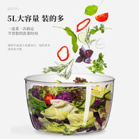 Press-Type Vegetable Dehydrator Salad Spinner Large Capacity Rotating Drain Basket