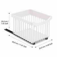 Extendable Kitchen Cabinet Basket, White Kitchen Organizer Drawer made of Carbon Metal, Smooth-Gliding Under Sink Basket No Drilling Needed, for Dishes & Pans