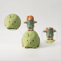 Resin Doll with Animal Base Charming Desk Ornament Compact for Bookshelf