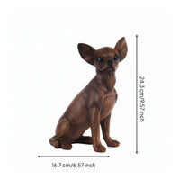 Chihuahua Style Dog Statue Animal Decoration Wood Grain Dog Ornament Collectable Home Decor for TV Cabinet