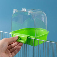 Bird Bath for Parrot, Cockatiel, and Budgie; Covered Corner Design with Screws; Pet Bird Bath for Small Birds and Canaries