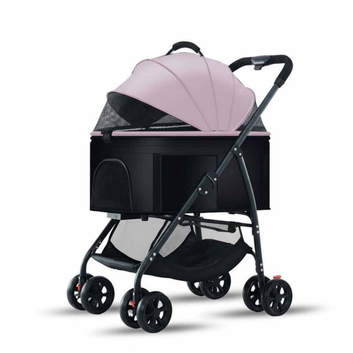 Foldable Pet Stroller Breathable Mesh Window Detachable Pet Carrier Stroller