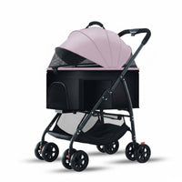 Foldable Pet Stroller Breathable Mesh Window Detachable Pet Carrier Stroller