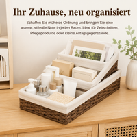 Japanese Storage Basket, Braided Laundry Basket Made of Plant Fiber, Laundry Hamper with Fabric Insert, Stackable for Bedroom