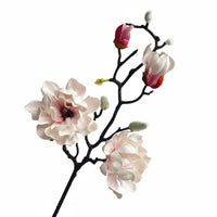 Multi-Head Magnolia Spray PU Material Artificial Magnolia Stem Realistic Look Chinese Style Floral Stem for Living Room, Dining Table, Bedroom