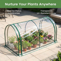 Outdoor Greenhouse, Plant Propagation Greenhouse with Metal Frame, Clear Polyethylene Cover, Zippered for Winter Frost Protection