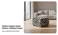 Light Luxury Design Cylindrical equine-stripePrint Stool Multi-Functional Padded Footrest goldenen finish Base Ottoman Sturdy Construction for residents, Interior Designers, onice Workers, Living Room, Entryway, Bedroom, Under Desk