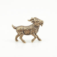 Brass Goat Figurine Small Brass Tea Pet Mini for Office Shelf, Display Cabinet