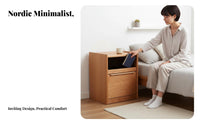 Nightstand with Drawer and Shelf sturdy Construction Bedside Table for Students