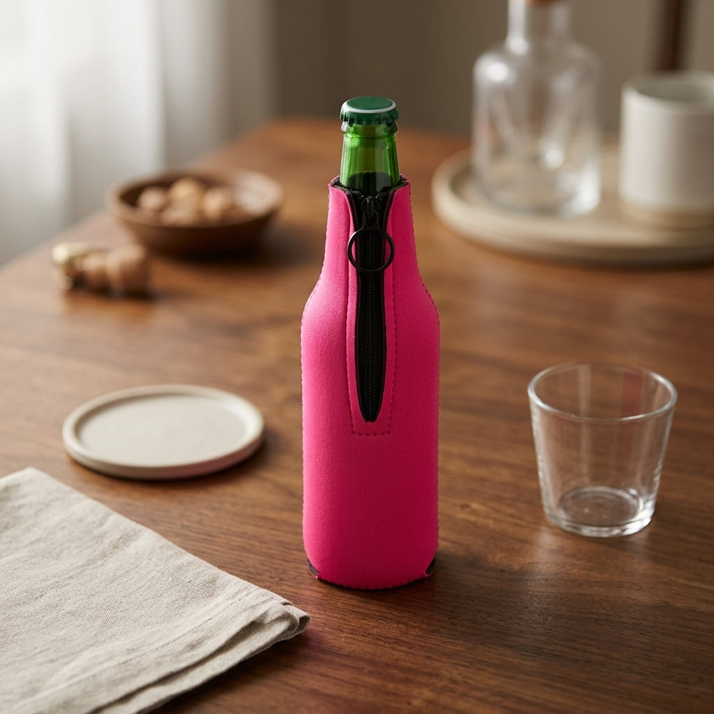 330ML Christmas Beer Bottle Sleeve Neoprene Wine Bottle Cover with Zipper and Handle for Outdoor Use