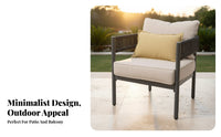 Hand-Woven Design 4-Piece Rope Weave Sofa Set Weather-Resistant 4-Piece Rope Weave Furniture Sturdy Frame outsidedoor Furnishing Lightweight Build for Property Managers, Business Owners, Balcony, Garden, Patio, Courtyard