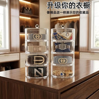 Transparent Acrylic Belt Storage Box, Stackable Cylindrical Display Case for Belts, Jewelry, or Watches