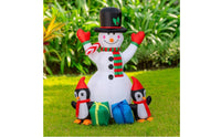 Outdoor Inflatable Snowman with Penguins Festive Christmas Inflatable Snowman Oversized Holiday Display Long-Lasting for Garden