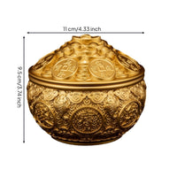 Lidded Bowl Ornate All-Purpose Dish Raised Relief for Tabletop, Cabinet Display