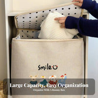 Foldable textile container debrisresistant Clothes Organizer fastener closurepered Lid for household users