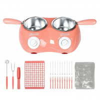 Easy to Use Electric Chocolate Melting Pot Double Pot Chocolate Fondue Set Baking Supply for Bakers, Parties