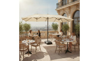 Three-Head Patio Umbrella Windproof Patio Umbrella with Base Waterproof Parasol for Business Owners, Cafe, Market Stalls, Backyard
