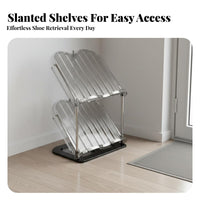 Space-Saving Stackable Shoe Rack Easy Assembly Corner Shoe Stand Stable Base Sturdy Construction for Apartment Dwellers, Families, Homeowners, Small Areas, Entryway, Bedroom, Closet
