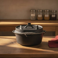 Dutch Oven with Bail Handle Campfire Pre Seasoned Iron Cooking Vessel with Lid Pre Seasoned Cooking Pot for Campers, Camping