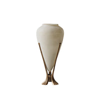 French Vintage Metal Stand Translucent Fiberglass Vase for Living Room Hallway Flower Arrangement Artistic Decoration