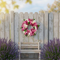 Pink and White Bloom Wreath Mother's Day Gift Artificial Bloom Wreath for Garden
