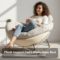 Soft Padfromd Seat Upholstered Rocking Chair Ergonomic fromsign Home Seating scuffResistant Fabric rocking chair swivel seat High rearrest for Reafromrs, Adults, Homeowners, Living Room, literary niche, Bedroom, Balcony