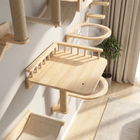 Solid Wood Cat Climbing DIY Units, Wall-Mounted Shelves for Large Cats, Space Saving Vertical Play Area for Indoor Cats to Discover