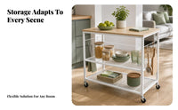 3-Tier Kitchen Cart Hanging Hooks Rolling Kitchen Cart