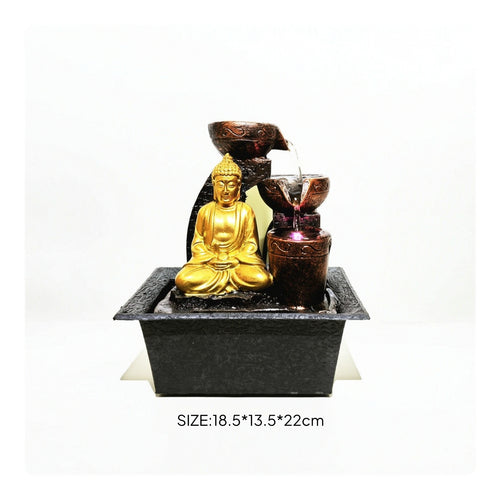 Tabletop Fountain with Buddha Carved Buddha Fountain Indoor Compact for Buddhists, Entry Table, Tea Corner