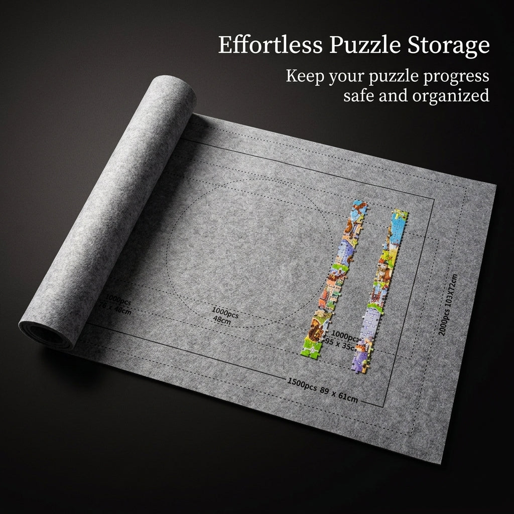 Roll Mat for Puzzles with Felt Material Surface up to 2000 Pieces, Large Puzzle Storage for Home and Travel, Polyester Construction