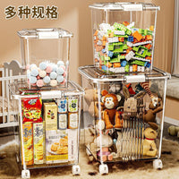 Transparent Storage Box with Lid, PP Plastic, 20-30L, with Wheels