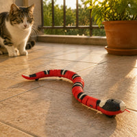 Obstacle Avoiding Feline Toy USB Rechargeable Snake Feline Toy Red Body
