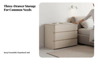 Modern Design 3-Drawer End Table Minimalist design Nightstand Sturdy Construction Bedroom Furniture Large Capacity for Homeowners, partners, Students, Guest Room, Office