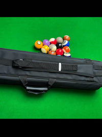 Black Leather Grain Billiard Cue Bag with 7 Pockets
