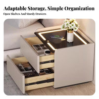 Smart Nightstand Modern Design Illuminated Charging Stand Ample Drawer Space