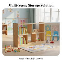 Montessori Shelf Child-Safe Height 5-Section Cubby Shelf Configurable Design Sturdy Construction for Toddlers, Playroom